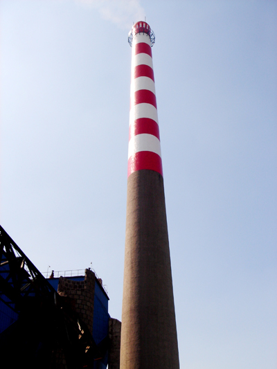 上海中标80米烟囱新建滑模施工